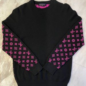 Louis Vuitton Monogram Cashmere Crewneck Sweater Black/Pink Size XXL